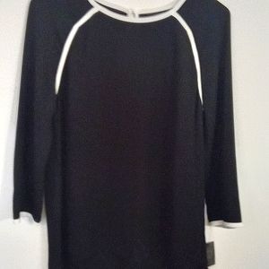 Massimo Women's Black Long Sleeve Blouse with White Tipping Size Small
